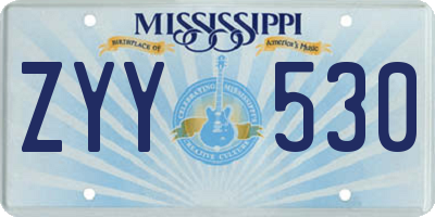 MS license plate ZYY530