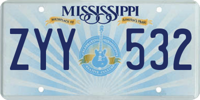 MS license plate ZYY532