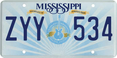 MS license plate ZYY534