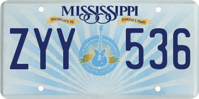 MS license plate ZYY536