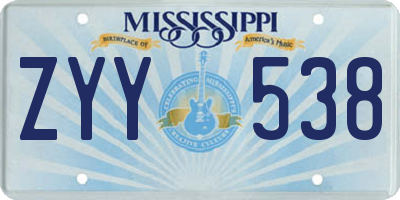 MS license plate ZYY538