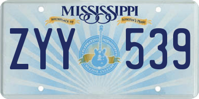 MS license plate ZYY539