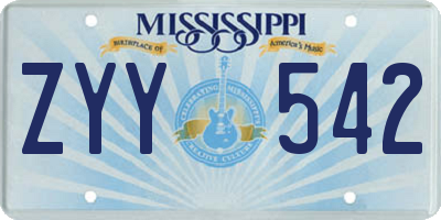 MS license plate ZYY542