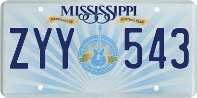 MS license plate ZYY543