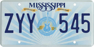 MS license plate ZYY545