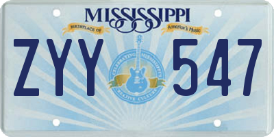 MS license plate ZYY547