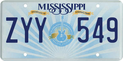 MS license plate ZYY549