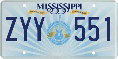 MS license plate ZYY551