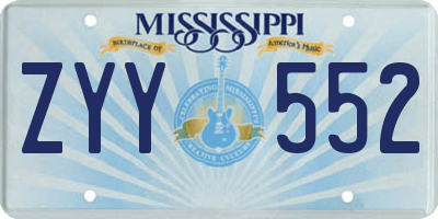 MS license plate ZYY552