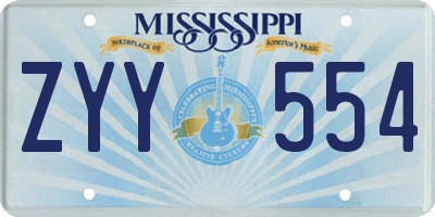 MS license plate ZYY554