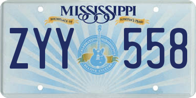 MS license plate ZYY558