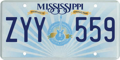 MS license plate ZYY559