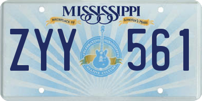 MS license plate ZYY561
