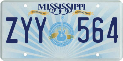 MS license plate ZYY564