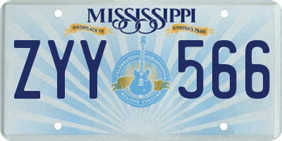 MS license plate ZYY566