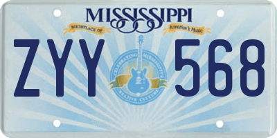 MS license plate ZYY568