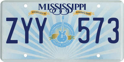 MS license plate ZYY573