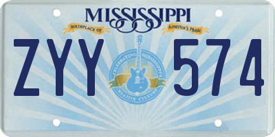 MS license plate ZYY574