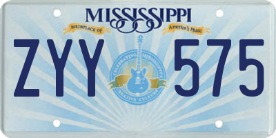 MS license plate ZYY575