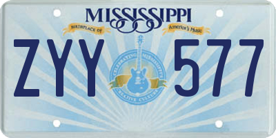 MS license plate ZYY577
