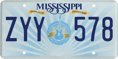 MS license plate ZYY578
