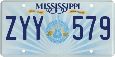 MS license plate ZYY579