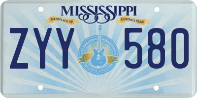MS license plate ZYY580