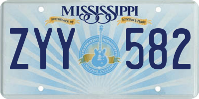 MS license plate ZYY582