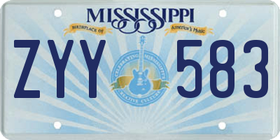MS license plate ZYY583