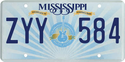 MS license plate ZYY584