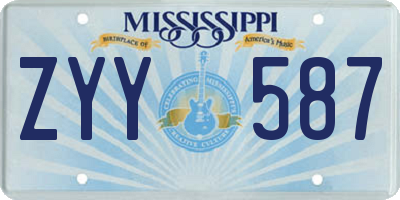 MS license plate ZYY587