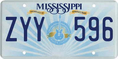 MS license plate ZYY596