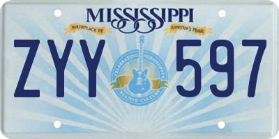 MS license plate ZYY597