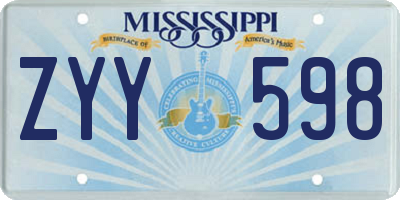 MS license plate ZYY598