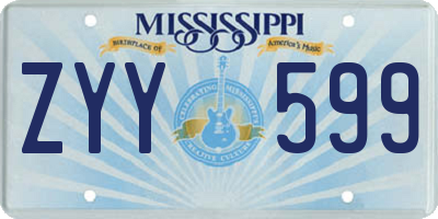 MS license plate ZYY599