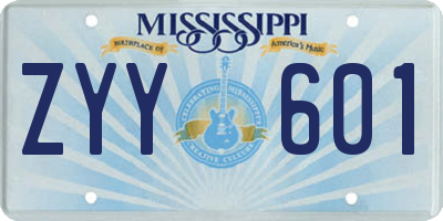 MS license plate ZYY601