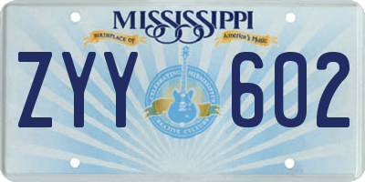 MS license plate ZYY602