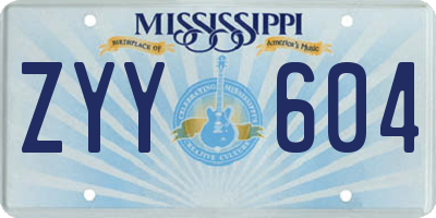 MS license plate ZYY604