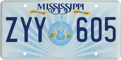 MS license plate ZYY605