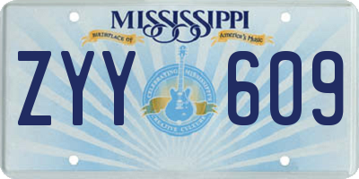 MS license plate ZYY609