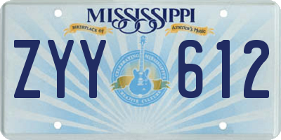MS license plate ZYY612