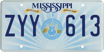 MS license plate ZYY613