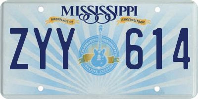 MS license plate ZYY614