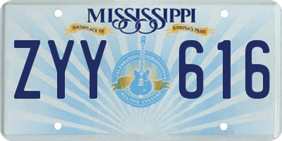 MS license plate ZYY616