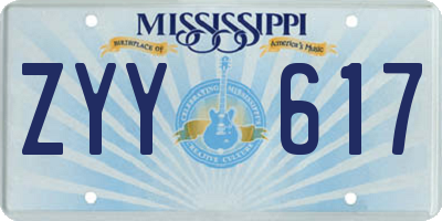 MS license plate ZYY617