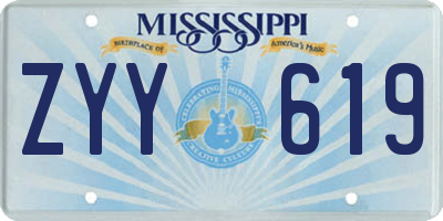 MS license plate ZYY619