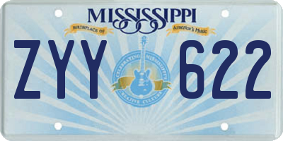 MS license plate ZYY622