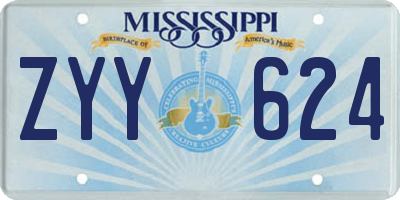 MS license plate ZYY624