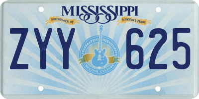 MS license plate ZYY625