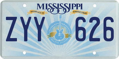 MS license plate ZYY626